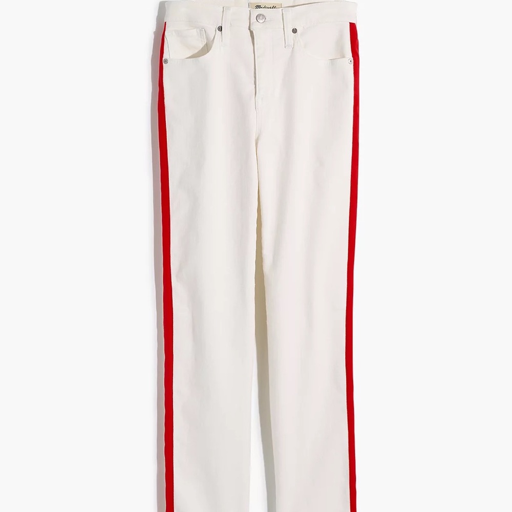 White Madewell Jeans with Red Stripe
